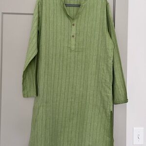 fabindia Green Striped Men's Kurta